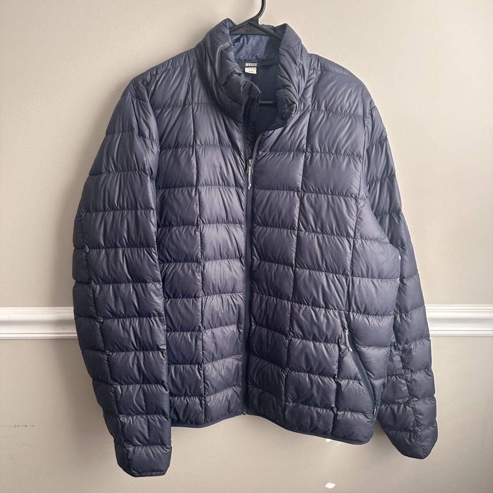 REI Co-op Mens 650 Down Jacket 2.0 Navy Puffer L Hipster Camping Hike Granola